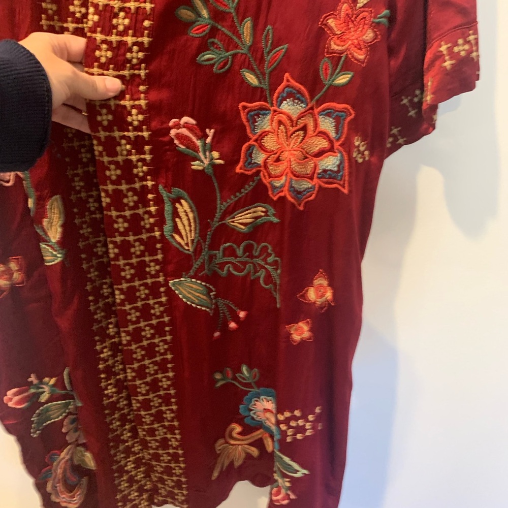 Johnny Was Red Floral Embroidered Kimono/Duster - Picture 12 of 12